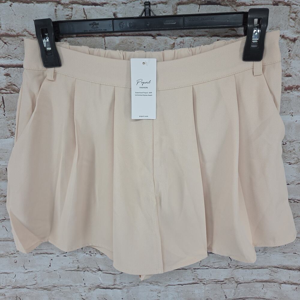 Popvil Beige Skort Size Medium Women's NEW Pockets Cinch Back